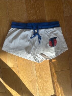 Space Jam - White & Blue Athletic Shorts with Drawstring